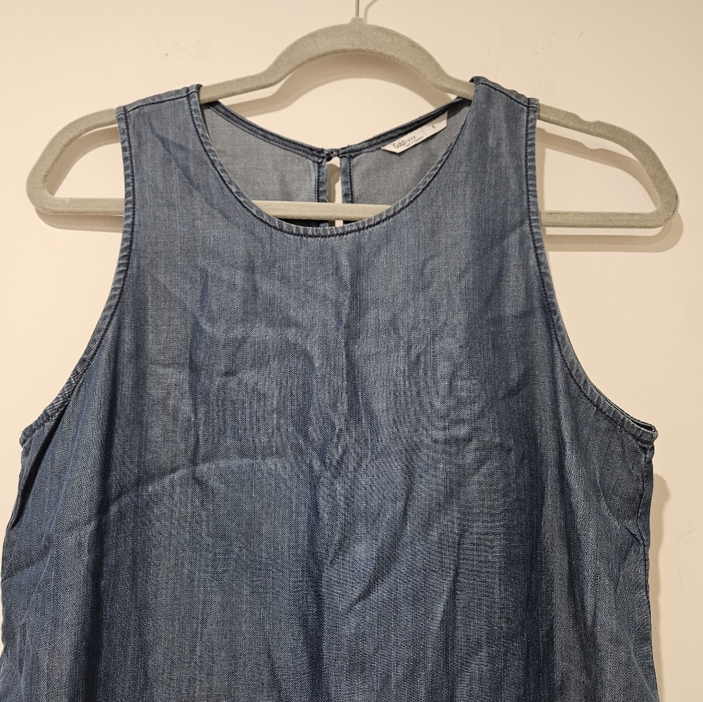 GAP Blue Denim Sleeveless Top, Size Small - Picture 2 of 4